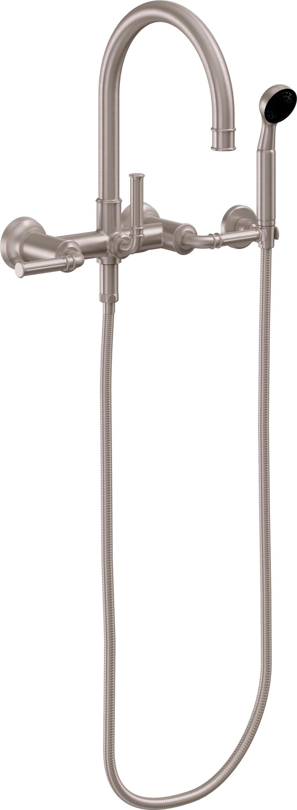 California Faucets - C108-ETW.18-SN - Wall Mount Tub Filler with Handshower - Satin Nickel  - Christopher Grubb