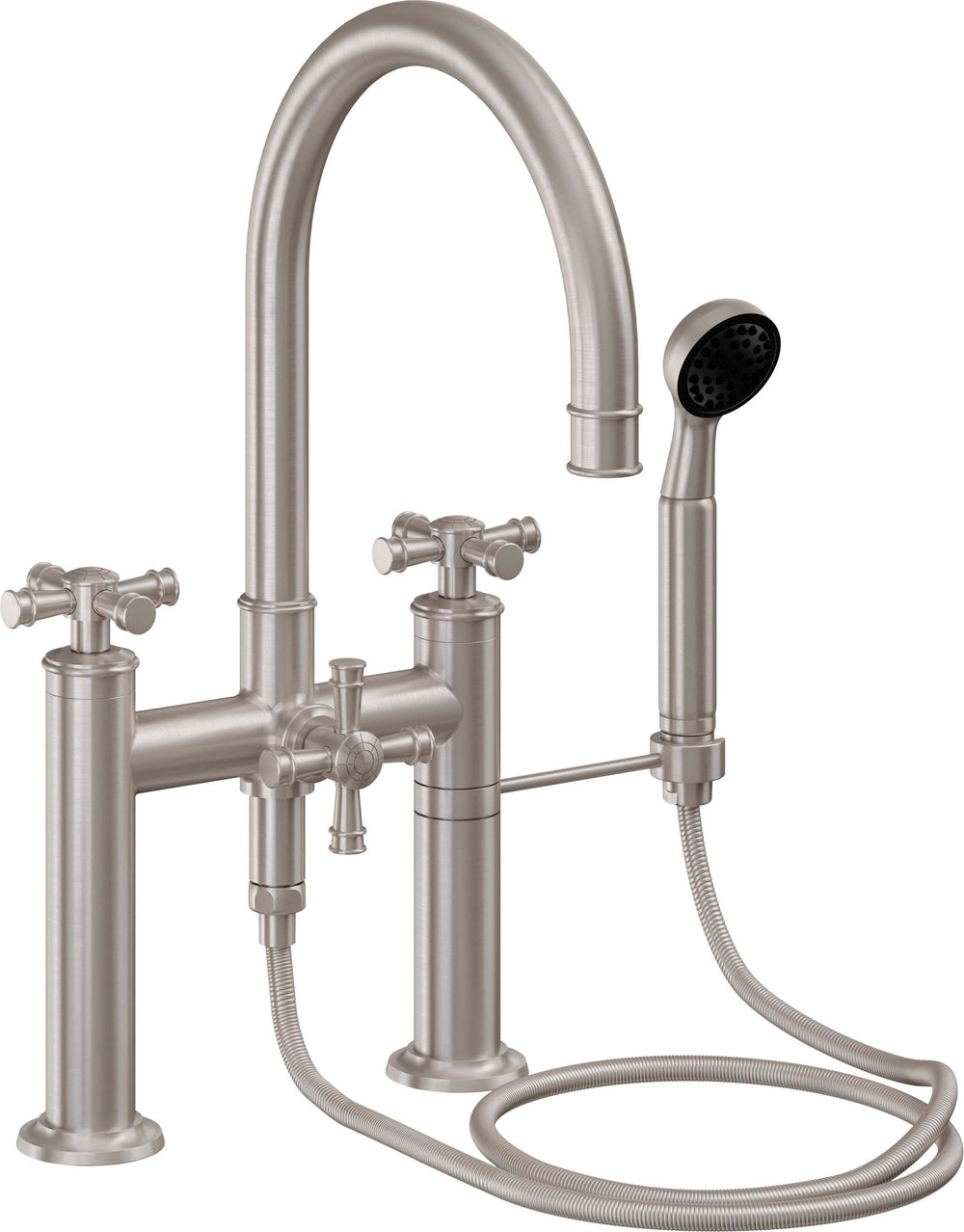 California Faucets - C108X-ETD.18-SN - Deck Mount Tub Filler with Handshower - Satin Nickel  - Christopher Grubb