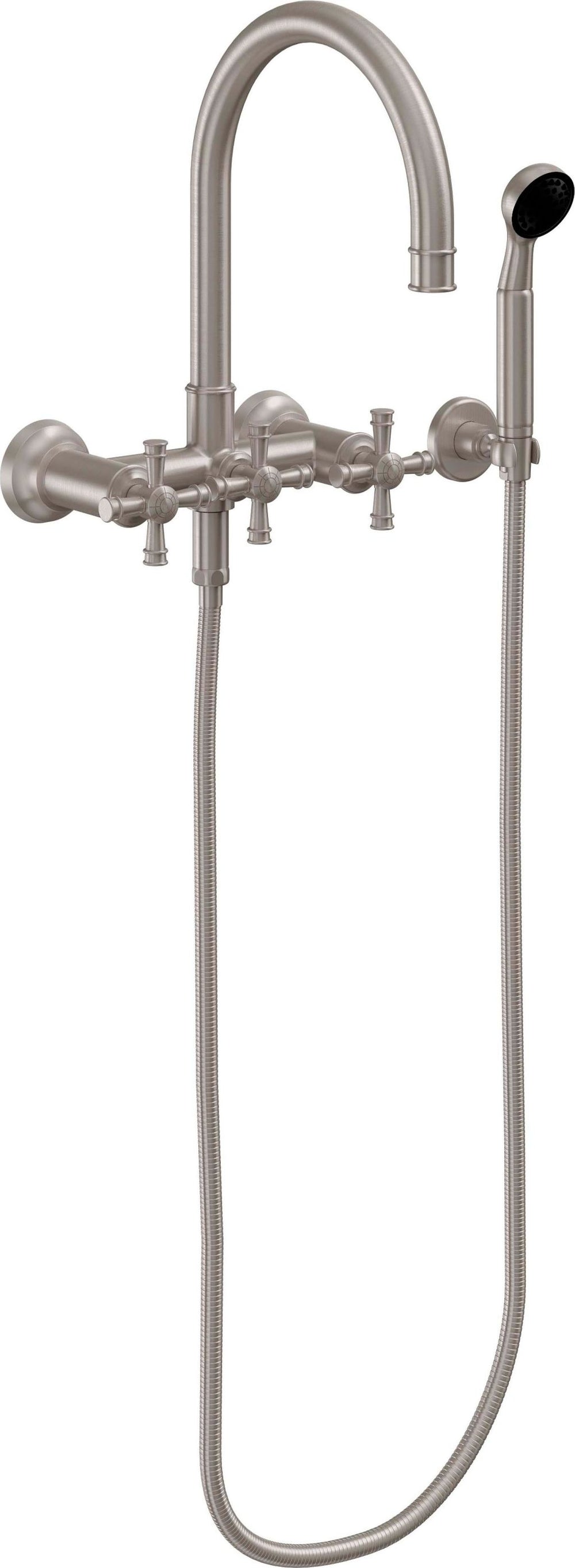 California Faucets - C108X-ETW.18-SN - Wall Mount Tub Filler with Handshower - Satin Nickel  - Christopher Grubb