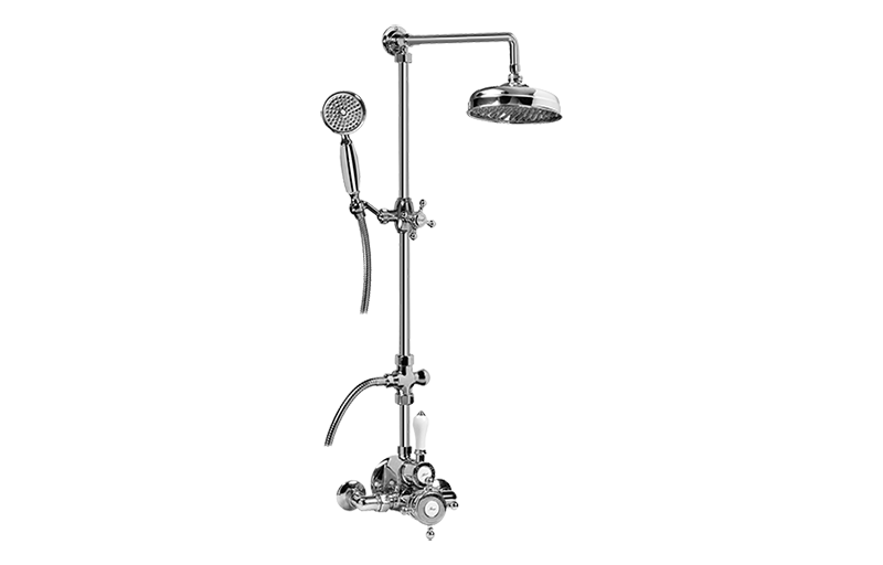 Adley Traditional Exposed Thermostatic Tub and Shower System - w/Metal Handshower Handle in Multiple Finishes