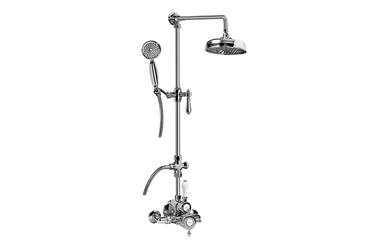Adley Traditional Exposed Thermostatic Tub and Shower System - w/Metal Handshower Handle in Multiple Finishes
