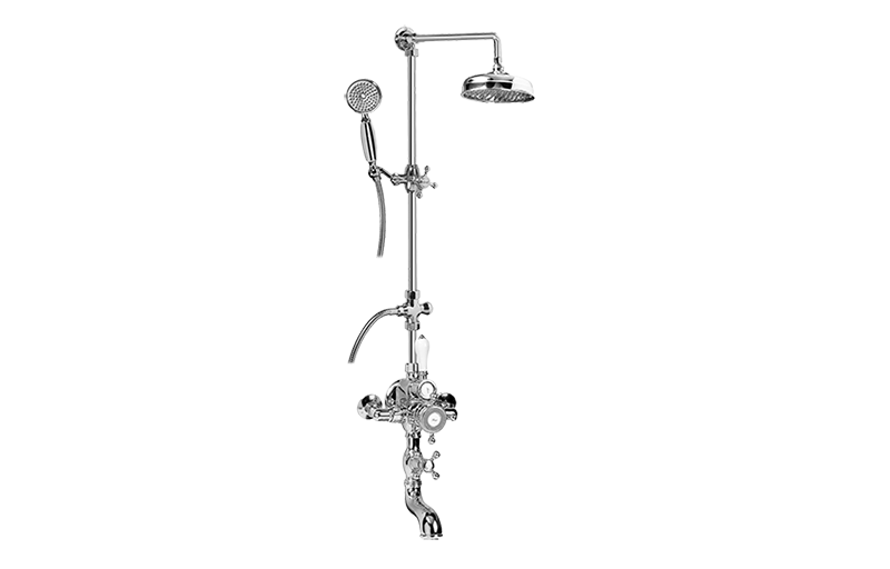Adley Exposed Thermostatic Tub and Shower System - w/Metal Handshower Handle in Multiple Finishes