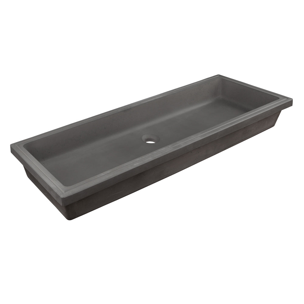 Under-counter trough sink made of concrete. No overflow. W: 43", D: 14-1/4", H: 4-1/2" - Maison&Co.