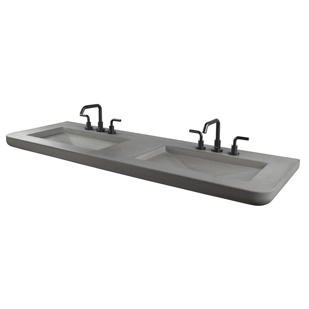 Vanity top sink made of concrete, no overflow. W: 68", D: 23", H: 3", no faucet holes - Maison&Co.