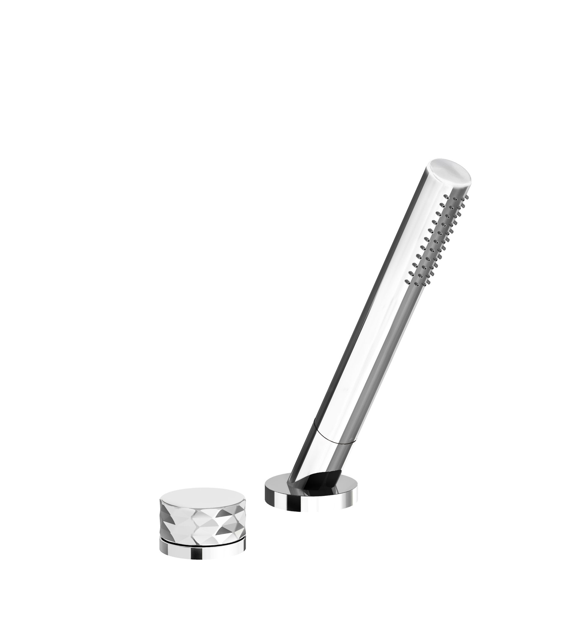 Franz Viegener - FV133/59D0-PC - Deck Mounted Roman Diverter Valve, Diamond Cylinder Handle And Handshower Assembly - Polished Chrome