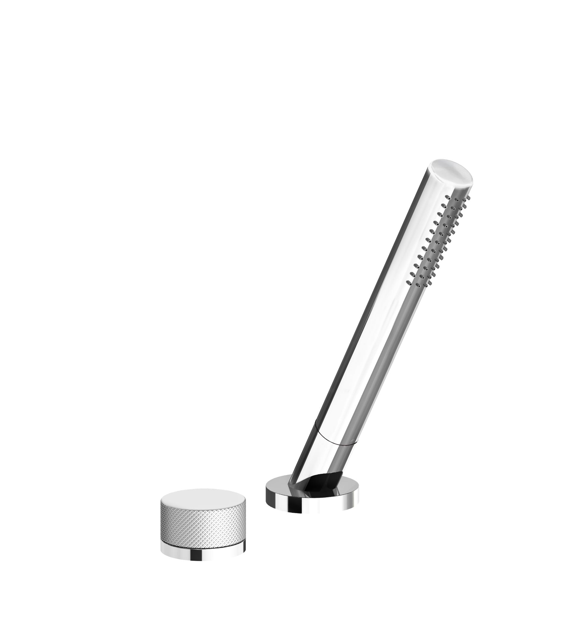 Franz Viegener - FV133/59K0-PC - Deck Mounted Roman Diverter Valve, Knurling Cylinder Handle And Handshower Assembly - Polished Chrome