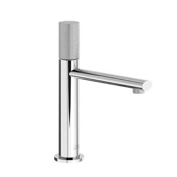 Franz Viegener - FV18101/59K-PC - Vessel Height, Single Handle Luxury Lavatory Set, Knurling Cylinder Handle With Push-Down Pop-Up Drain Assembly (No Lift Rod) - Polished Chrome