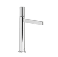 Franz Viegener - FV18101/J2V-PC - Vessel Height, Single Handle Luxury Lavatory Set, Vertical Lines Cylinder Handle, With Push-Down Pop-Up Drain Assembly (No Lift Rod) - Polished Chrome