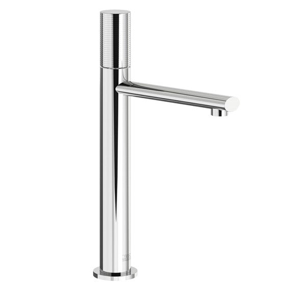 Franz Viegener - FV18102/59R-PC - Tall Vessel Height, Single Handle Luxury Lavatory Set, Rings Cylinder Handle With Push-Down Pop-Up Drain Assembly (No Lift Rod) - Polished Chrome