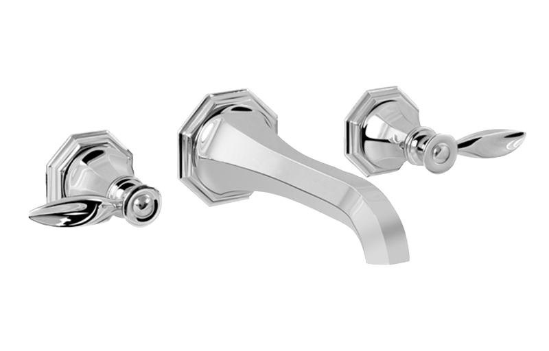 Graff - Topaz Wall-Mounted Lavatory Faucet Length:18" Width:12" Height:4" - Architectural White - G-1930-LM14-WT-T