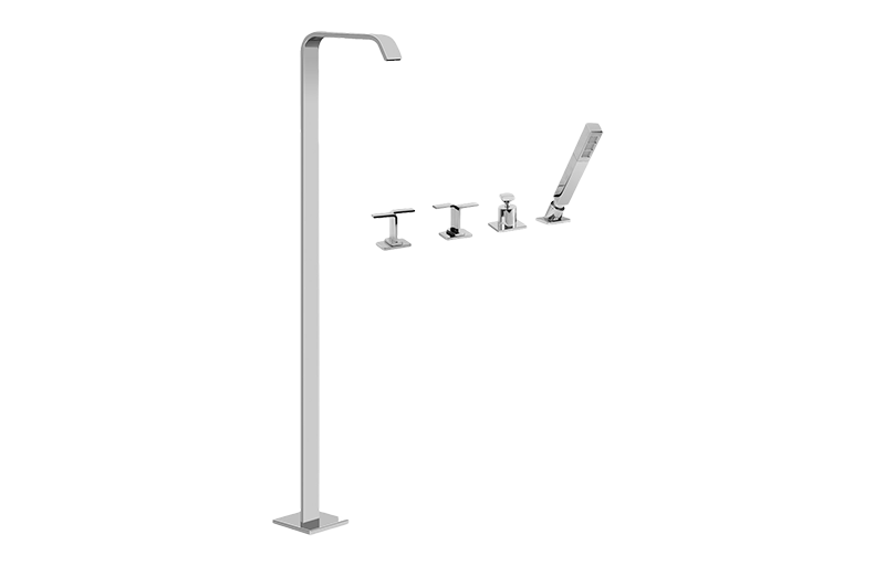 Immersion Floor-Mounted Tub Filler in Multiple Finishes
