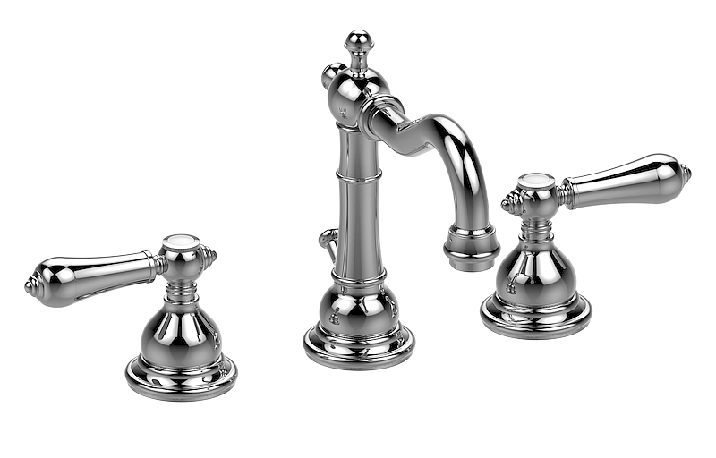 Graff - Adley Widespread Lavatory Faucet Length:18" Width:12" Height:4" - Architectural White - G-2500-LM34-WT