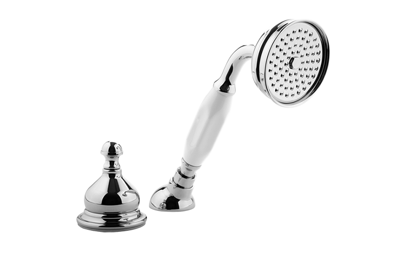 Graff - Adley Deck-Mounted Handshower & Diverter set Length:18" Width:12" Height:4" - Architectural White - G-2555-WT-T