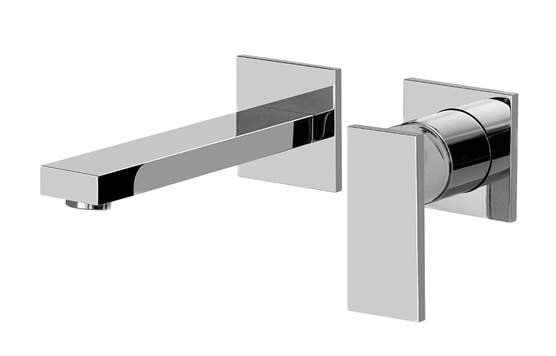 Solar Wall-Mounted Lavatory Faucet w/Single Handle in Multiple Finishes