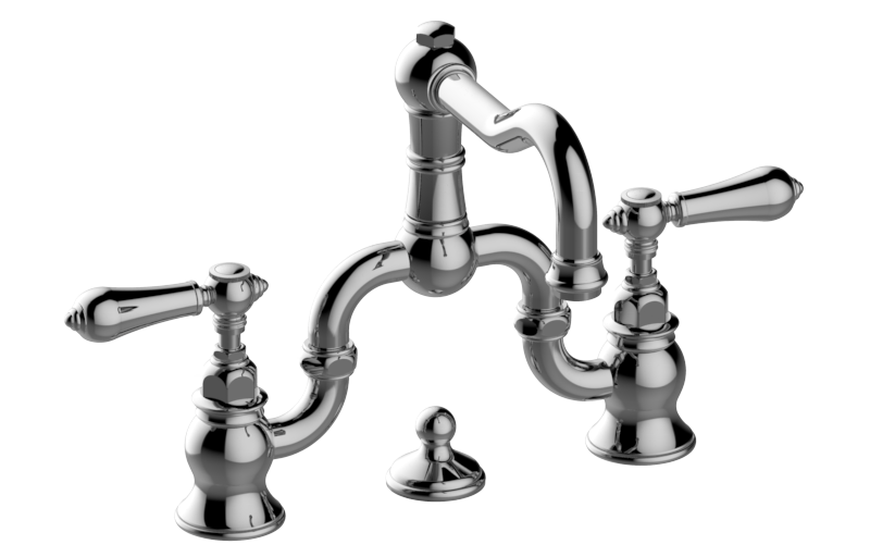 Graff - Adley Widespread Bridge Lavatory Faucet Length:18" Width:14" Height:4" - Architectural White - G-3800-LM34-WT