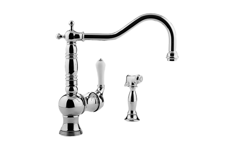 Adley Kitchen Faucet with Side Spray in Multiple Finishes Length:18" Width:12" Height:4"