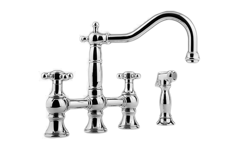 Adley Bridge Kitchen Faucet with Side Spray in Multiple Finishes Length:18" Width:14" Height:4"