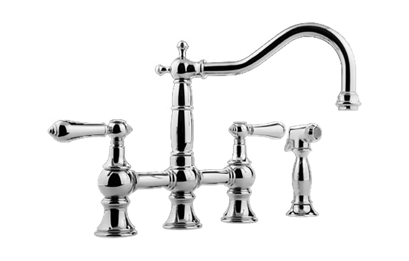 Adley Bridge Kitchen Faucet with Side Spray in Multiple Finishes Length:18" Width:14" Height:4"