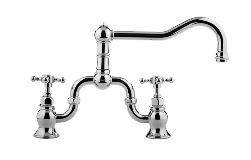 Adley Bridge Kitchen Faucet in Multiple Finishes Length:18" Width:14" Height:4"