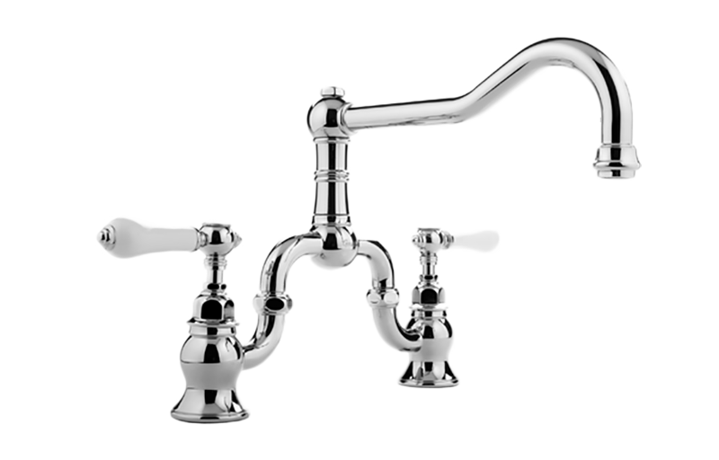 Adley Bridge Kitchen Faucet in Multiple Finishes Length:18" Width:14" Height:4"