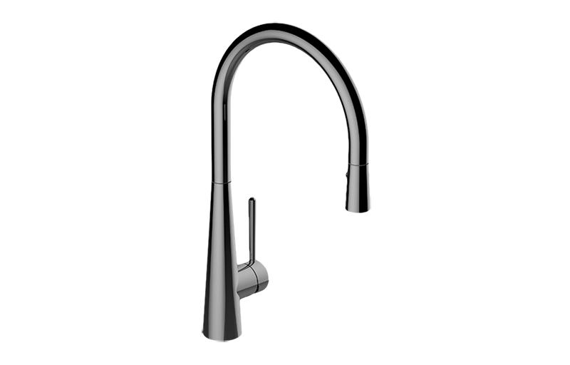 Conical Pull-Down Kitchen Faucet in Multiple Finishes Length:27" Width:13" Height:4"