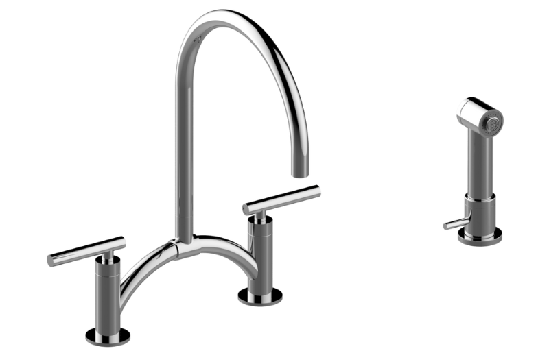 Sospiro Bridge Kitchen Faucet with Independent Side Spray in Multiple Finishes