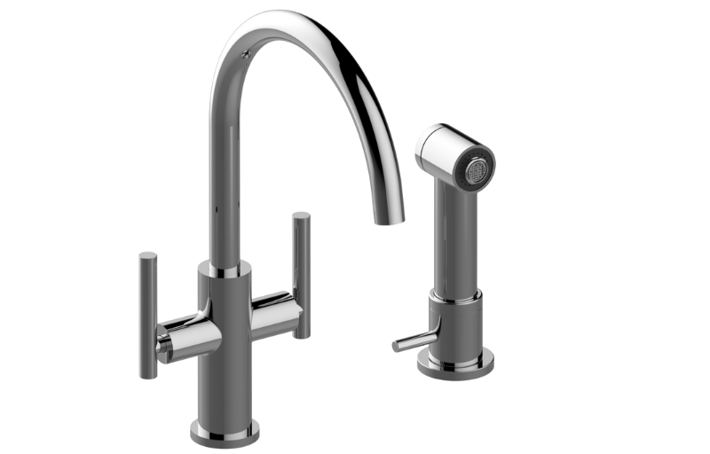 Sospiro Single-Hole Two-Handle Bar/Prep Faucet with Independent Side Spray in Multiple Finishes