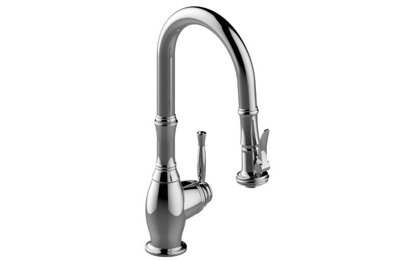 Duxbury Pull-Down Bar/Prep Faucet with Chef's Pro Sprayer in Multiple Finishes