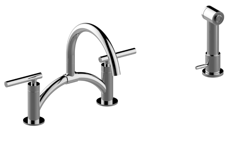 Sospiro Bridge Bar/Prep Faucet with Independent Side Spray in Multiple Finishes