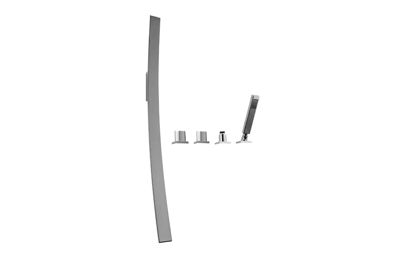 Luna Wall-Mounted Tub Filler w/Deck-Mounted Handles/Handshower Set in Multiple Finishes