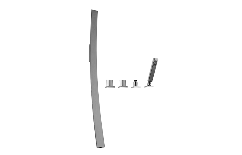 Graff - Luna Wall-Mounted Tub Filler w/Deck-Mounted Handles/Handshower Set - Architectural White - G-6051-C14B-WT