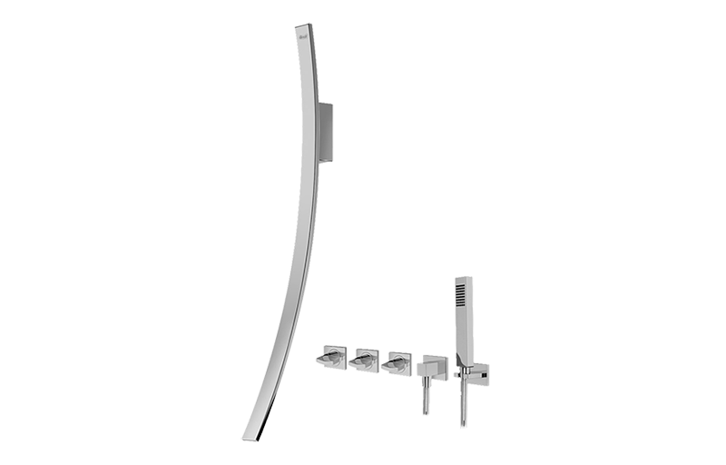 Graff - Luna Wall-Mounted Tub Filler w/Wall-Mounted Handles & Handshower Set - Architectural White - G-6054-C14U-WT