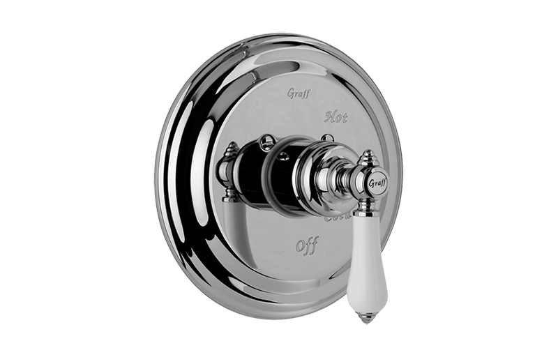 Graff - Adley Trim Plate w/Handle Length:9" Width:9" Height:3" - Architectural White - G-7015-LC1S-WT-T