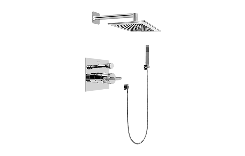 Sade Contemporary Pressure Balancing Shower Set (Rough & Trim) in Multiple Finishes