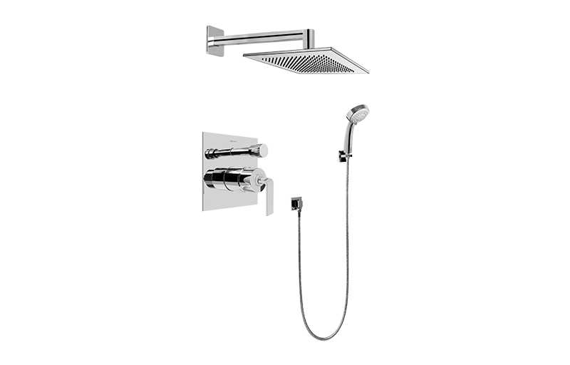 Immersion Contemporary Pressure Balancing Shower Set (Rough & Trim) in Multiple Finishes