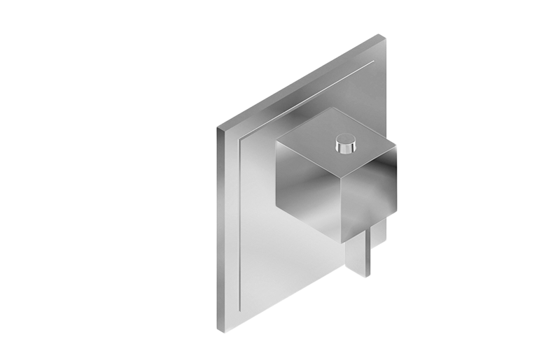 M-Series Transitional Square Thermostatic Trim Plate with Qubic Handle in Multiple Finishes