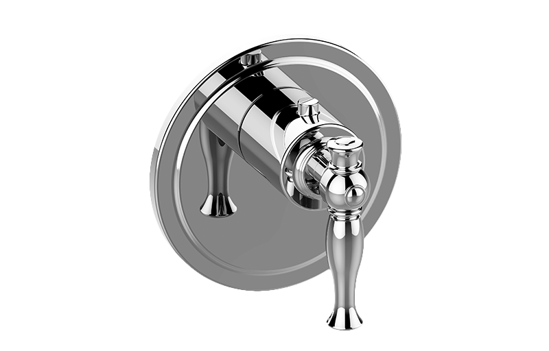 Graff - Lauren M-Series Transitional Thermostatic Trim Plate with Lever Handle - Architectural White - G-8031-LM22E-WT-T
