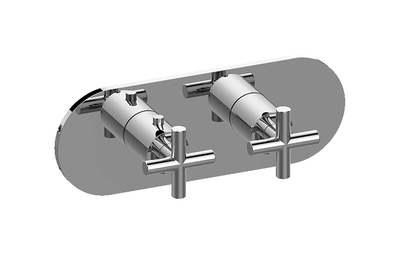 Terra/M.E. M-Series Round 2-Hole Trim Plate with Terra Handles (Horizontal Installation) in Multiple Finishes - Maison&Co.
