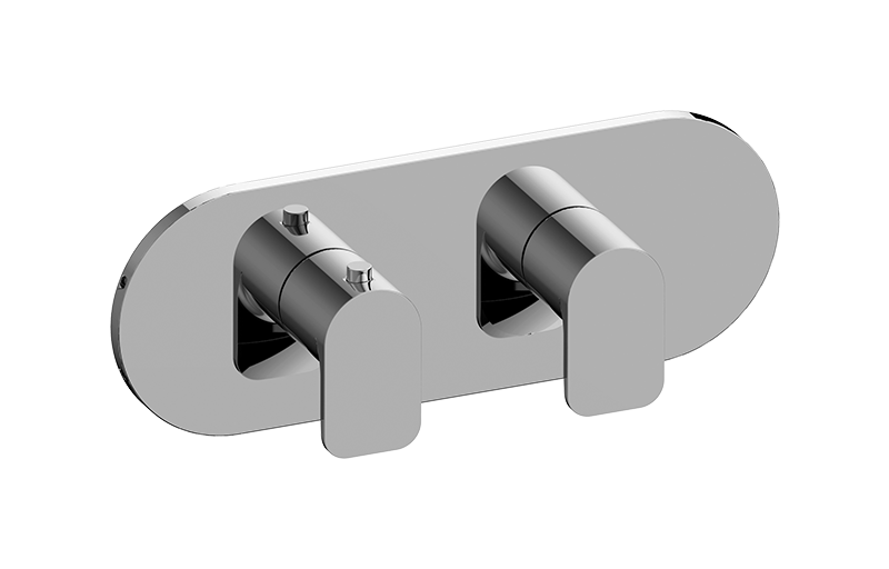 Graff - Sento M-Series Round Thermostatic 2-Hole Trim Plate and Handle (Horizontal Installation)  - Warm Bronze PVD - G-8047H-LM42E0-WB-T