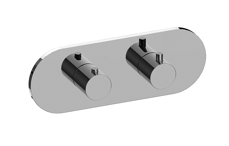 Graff - M.E./M.E. 25 M-Series Round Thermostatic 2-Hole Trim Plate and Handle (Horizontal Installation) - Warm Bronze PVD - G-8047H-RH0-WB-T