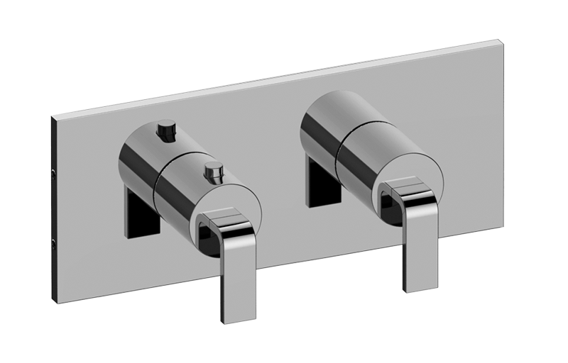 Graff - M-Series Square Thermostatic 2-Hole Trim Plate w/Immersion Handle (Horizontal Installation) - Warm Bronze PVD - G-8048H-LM40E0-WB-T