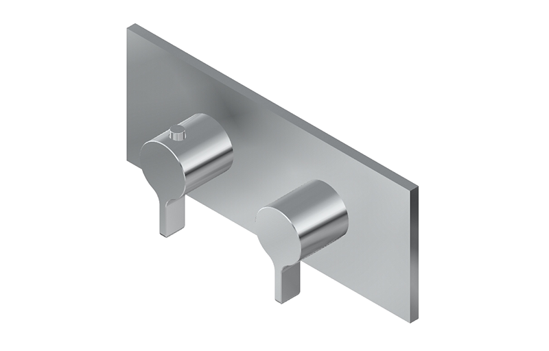 Graff - M-Series Square 2-Hole Trim Plate with Terra Handles (Horizontal Installation) - Warm Bronze PVD - G-8048H-LM46E0-WB-T