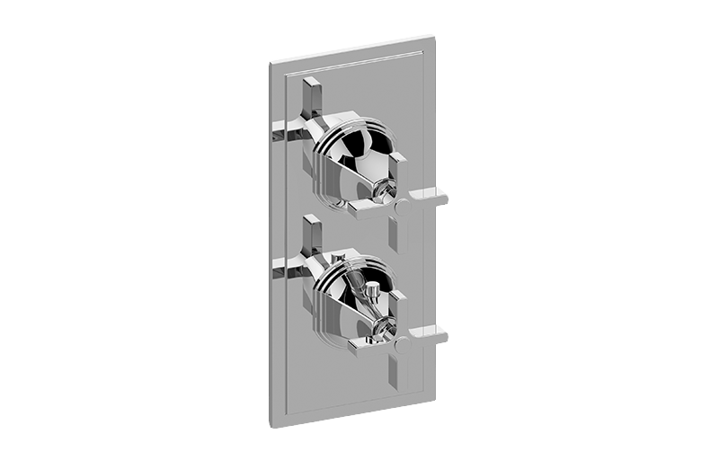 Graff - M-Series Finezza UNO 2-Hole Trim Plate w/Cross Handles (Vertical Installation) Length:22" Width:7" Height:4" - Warm Bronze PVD - G-8049-C15E0-WB-T