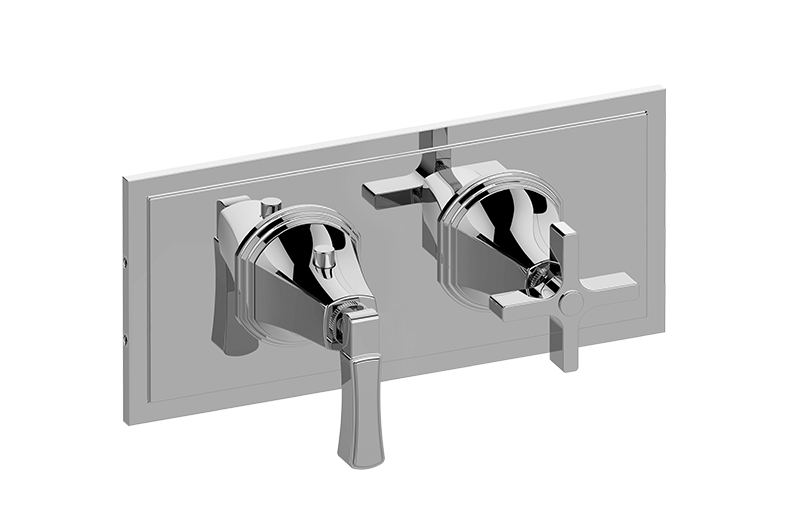 Graff - M-Series Finezza UNO 2-Hole Trim Plate w/Finezza Handles (Horizontal Installation) Length:22" Width:7" Height:4" - Warm Bronze PVD - G-8049H-1L1C-WB-T