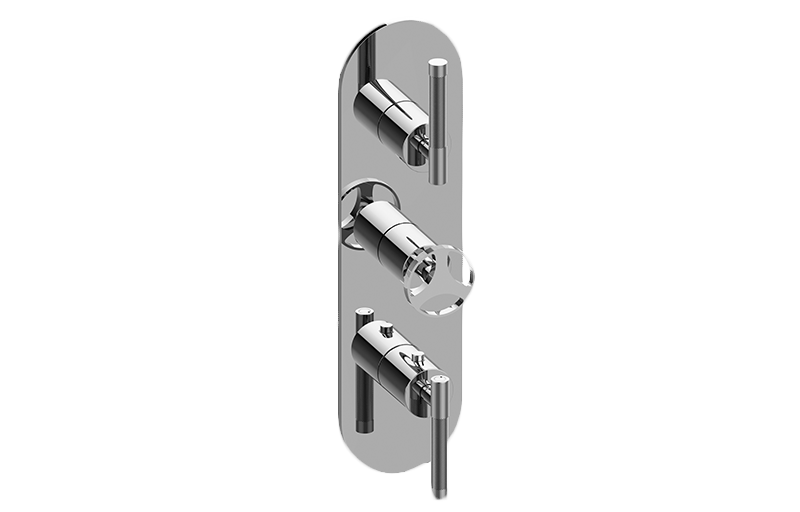 Graff - M-Series Round 3-Hole Trim Plate with Harley Handles (Vertical Installation) Length:25" Width:10" - Warm Bronze PVD - G-8056-ALM57C19-WB-T