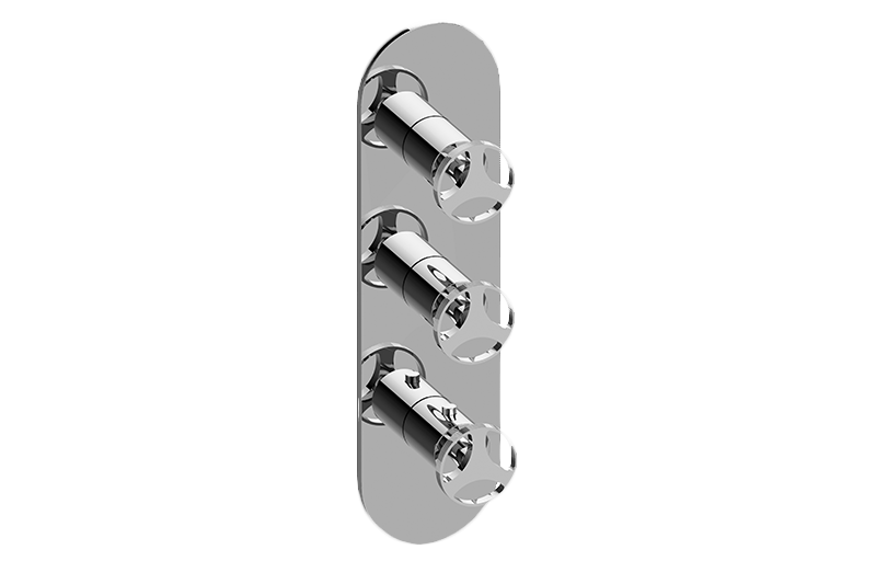 Graff - M-Series Round 3-Hole Trim Plate with Harley Handles (Vertical Installation) Length:31" Width:19" Height:13" - Warm Bronze PVD - G-8056-C19E0-WB-T