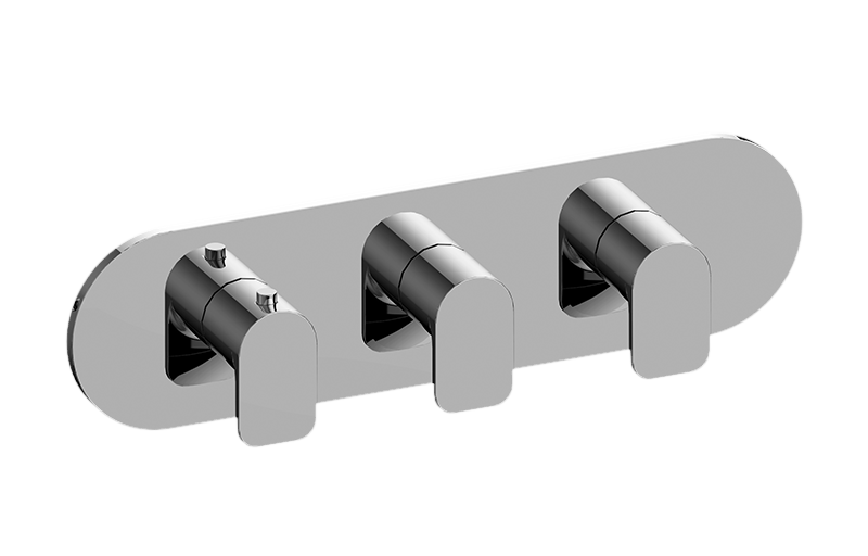 Graff - Sento M-Series Round Thermostatic 3-Hole Trim Plate and Handle (Horizontal Installation)  - Warm Bronze PVD - G-8056H-LM42E0-WB-T