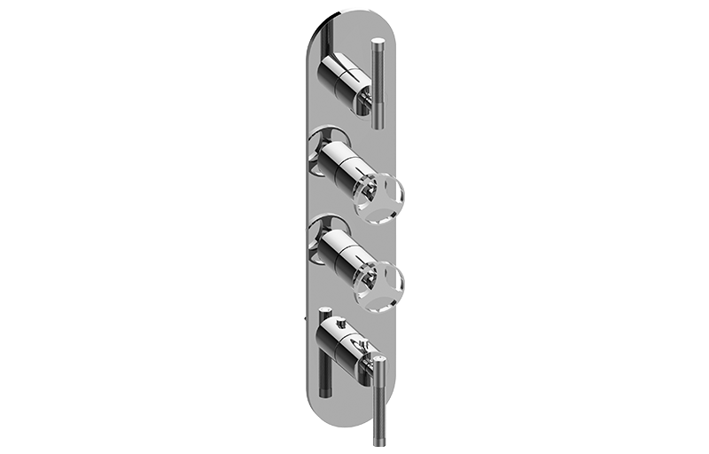 Graff - M-Series Round 4-Hole Trim Plate with Harley Handles (Vertical Installation) Length:25" Width:10" Height:4" - Warm Bronze PVD - G-8058-ALM57C19-WB-T