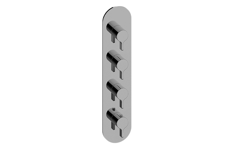 Graff - M-Series Round 4-Hole Trim Plate with Terra Handles (Vertical Installation) - Warm Bronze PVD - G-8058-LM46E0-WB-T