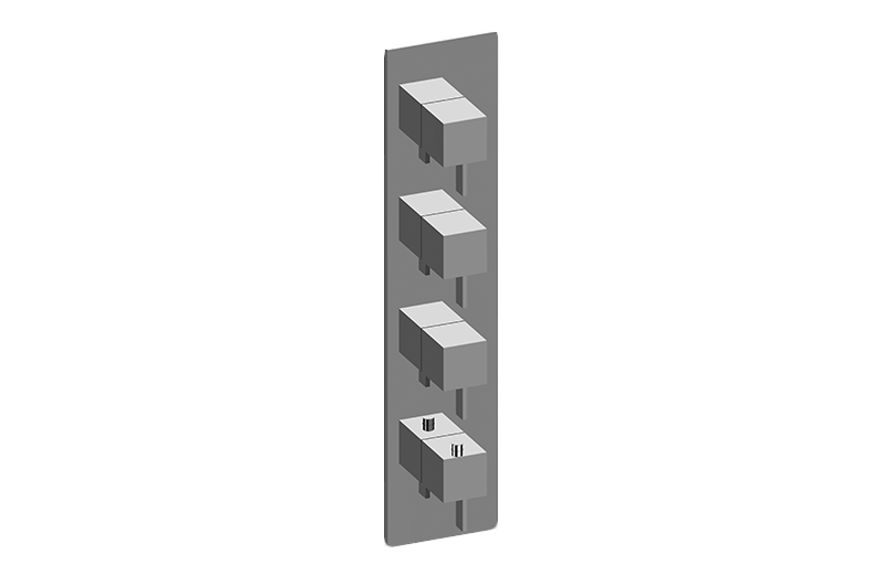 M-Series Square Thermostatic 4-Hole Trim Plate w/Qubic Tre Handle (Trim Only)  in Multiple Finishes - Maison&Co.